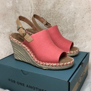 TOMS Monica Persimmon Heritage Canvas 8.5 Ortholite Wedges